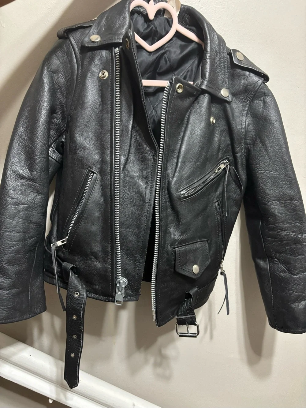 Black Leather Moto Jacket - Kids Classic Biker Style
